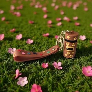 Fashion Brown Keychain with Multicolor Accents